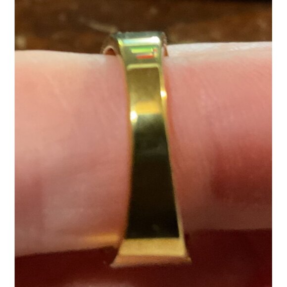 Fashion Gold Tone Engagement Ring Size 8 Solitary Round CZ Diamond Accent - Picture 4 of 6